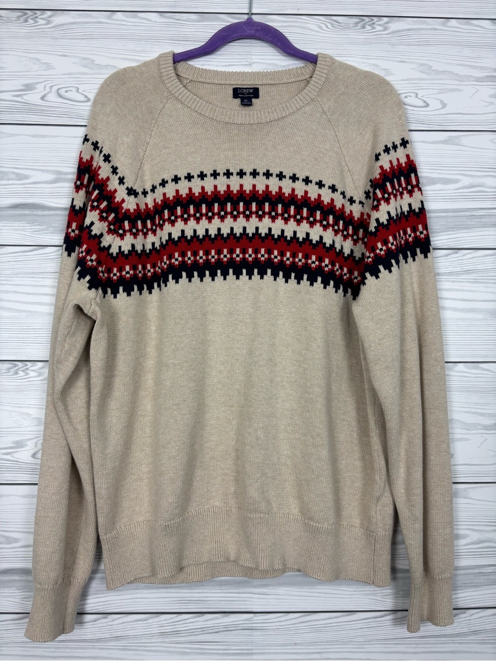 J. Crew Factory Men’s Cotton Fair Isle Crewneck Sweater size XL